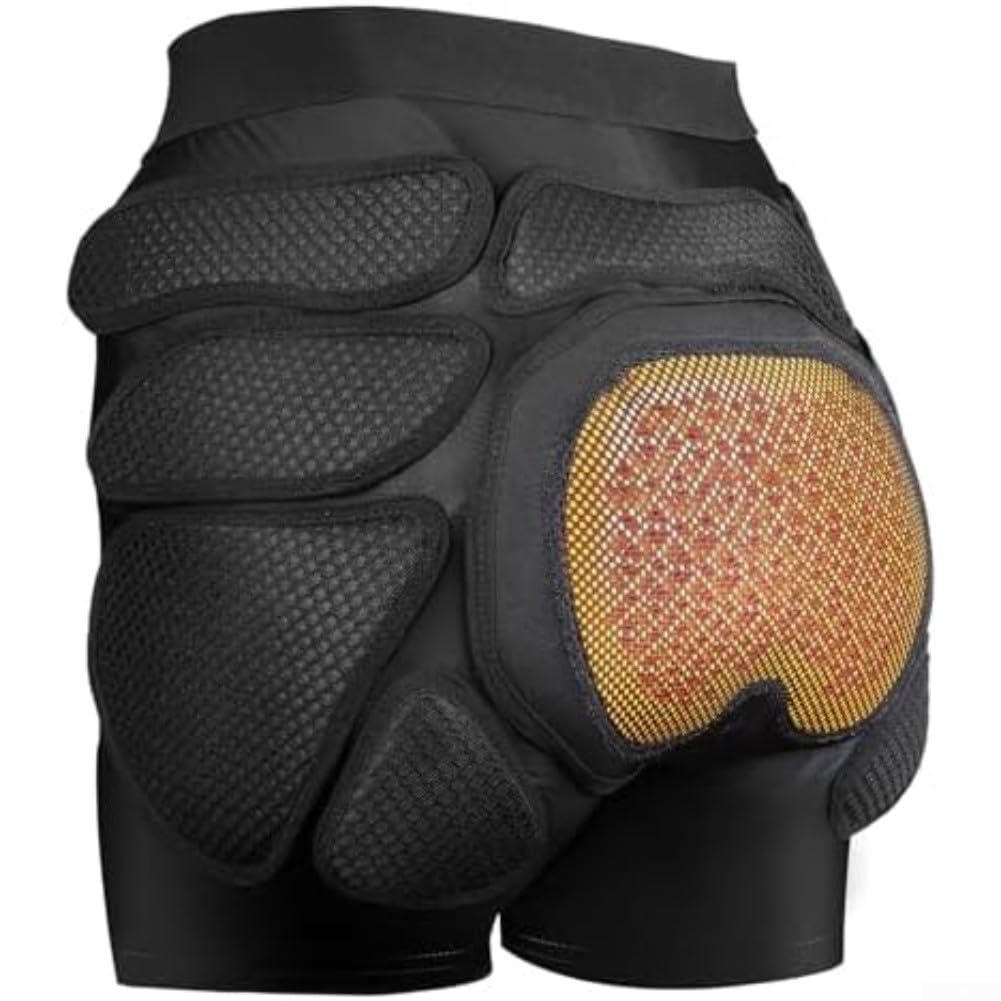 Zoegneer Short de ski adulte avec rembourrage en EVA épais pour snowboard et patinage respirant anti-chute Sous-vêtement pour homme et femme Noir