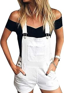OULIWANGLUO Women's Classic Adjustable Straps Jean Short Denim Bib Overalls Shorts Loose Fit Romper Jeans Suspenders