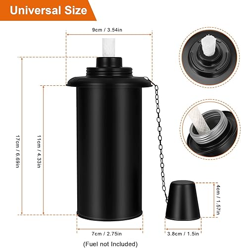 Miniatura 8 de Botes de antorcha de 16 onzas, 4 paquetes de recipientes de repuesto recargables con mechas y tapas, farol de mesa decorativo de metal para jardín,