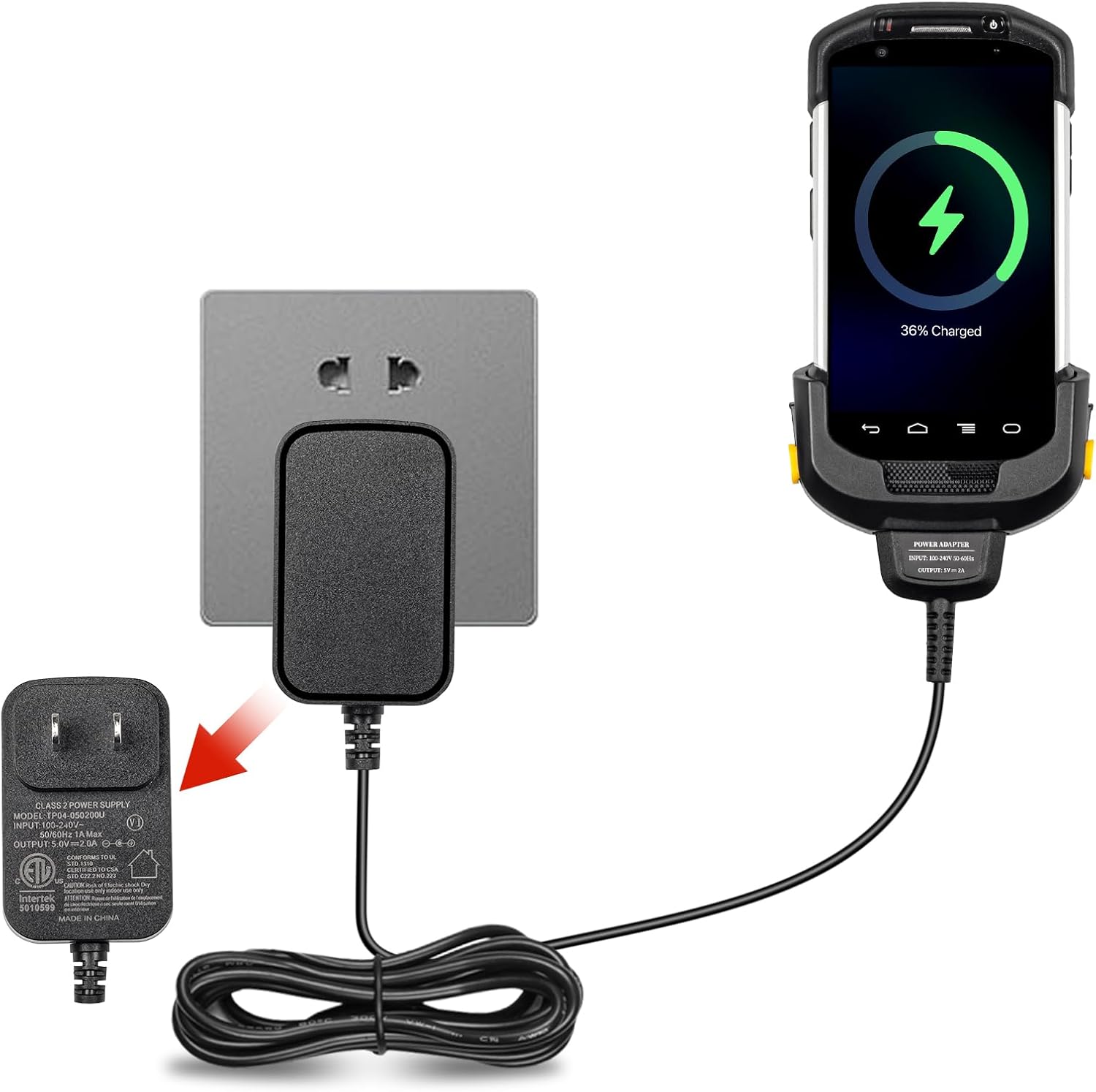 TC77 Scanner Charger for Zebra for Symbol TC70 TC72 TC75 TC70X TC75X TC77HL TC720L PDA Barcode Scanners Wall Charging with 5.74ft Cable Charger (Includes Power Supply)