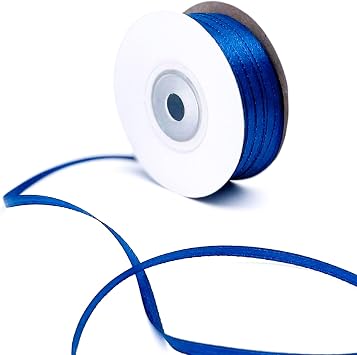 Blue Ribbon - 1/8 inch x 100 Yards Double Face Solid Color Thin Satin Ribbon for Gift Wrapping Flowers Bouquet Baby Hair Accessories Wedding Birthday