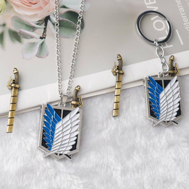Image of AOT Wings of Freedom Charm Keychain - Shingeki No Kyojin Chain - Anime Gifts for Men Women and Fans, Wings of Freedom Keychain, One Size