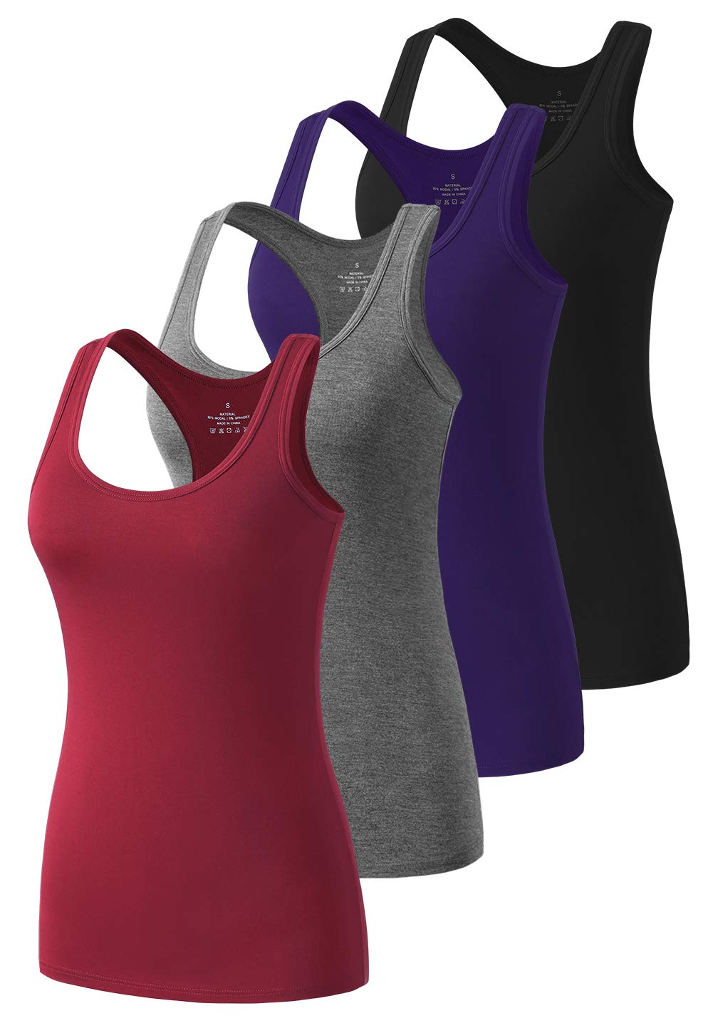 Star Vibe Racerback Workout Tank Tops for Women Basic Athletic Tanks Yoga Shirt Sleeveless Exercise Tops 4 Pack