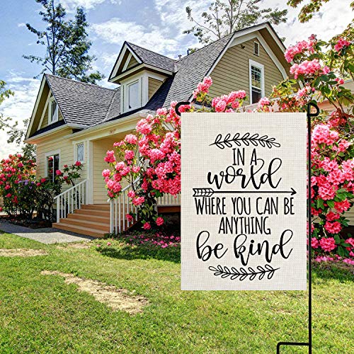 Pingpi PINP-GDFG-B1130 Be Kind Garden Flag, In A World Where You Can Be Anything Be Kind Quote Garden Flag,Double Sided Printing Vintage Flag Decor 12.5 X 18 Inch thumb #2