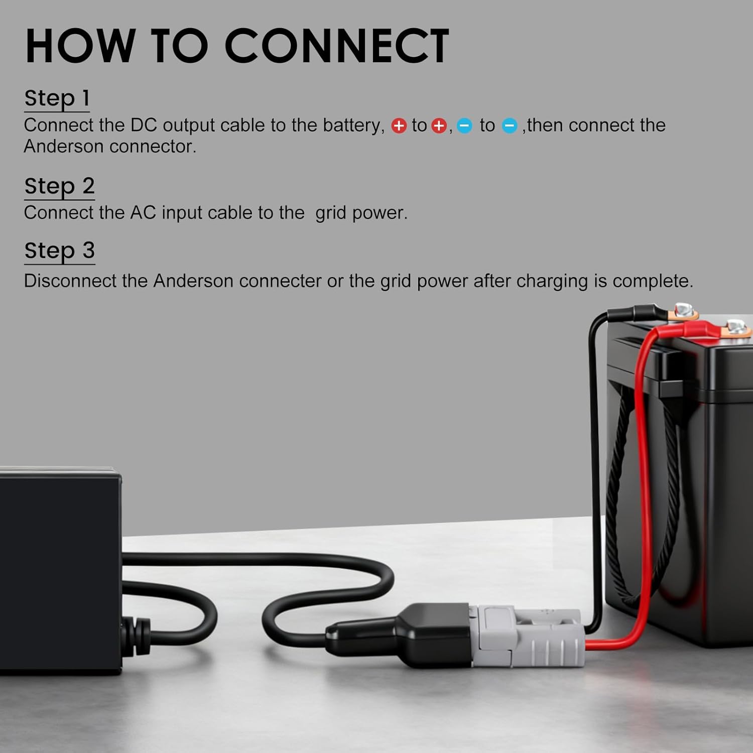 12V 10A Lithium Battery Charger 14.6V LiFePO4 Battery AC-DC Smart Charger with Anderson Connector LED Indicator Special for Deep-Cycle Rechargeable Batteries of Car, Truck, Boat, RV