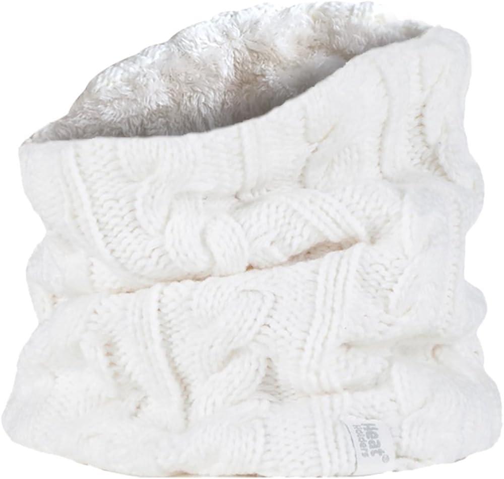 Women's Heat Holders Thermal 3.4 tog Fleece Cable knit Snood Scarf Neck Warmer (Cream) at  Women’s Clothing store