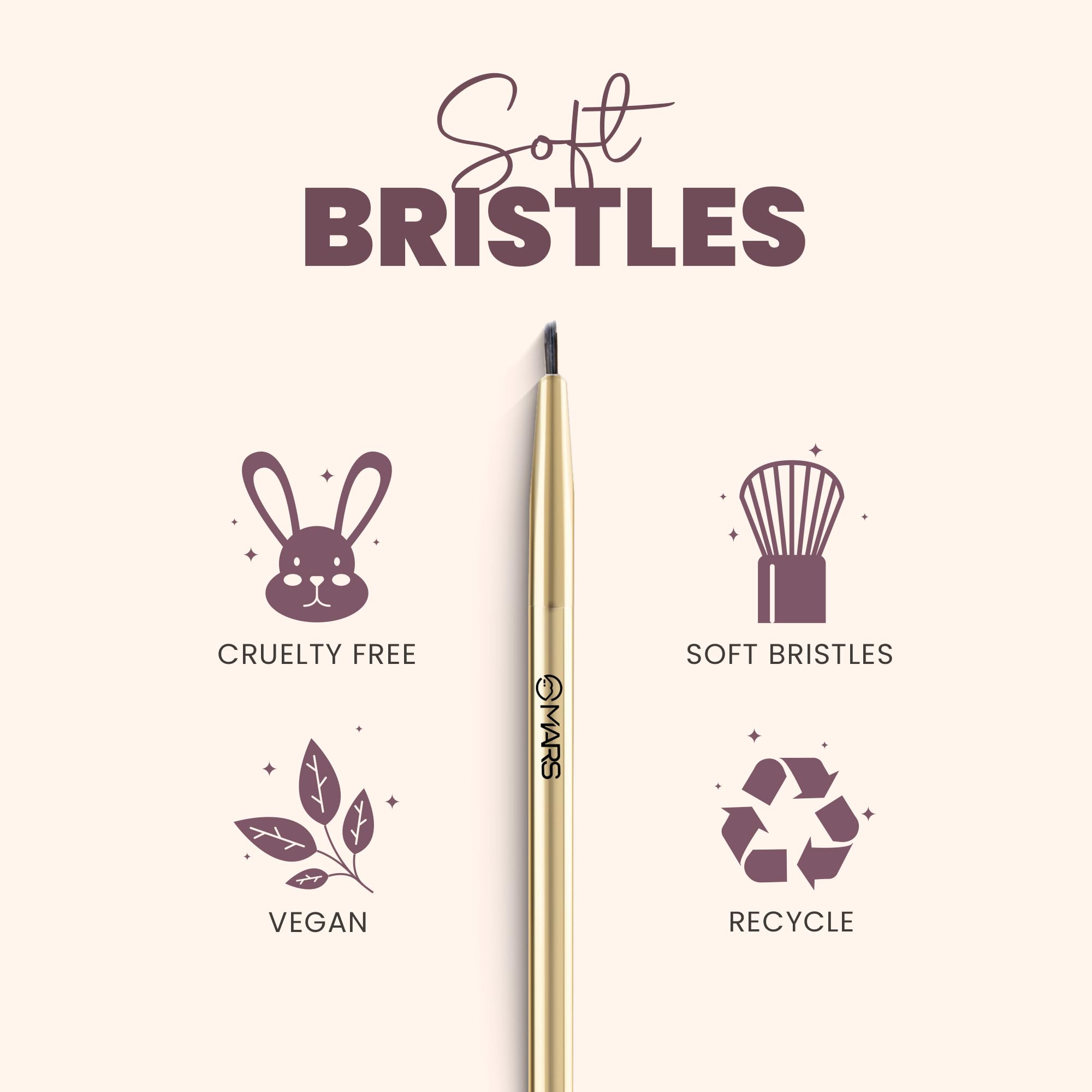 MARS Artist's Arsenal Professional Eyeliner Brush | Feather Soft Touch | Precise Synthetic Bristles | Perfect For Winged Eye Liner | Luxe Packaging Makeup Brush (Golden) 2