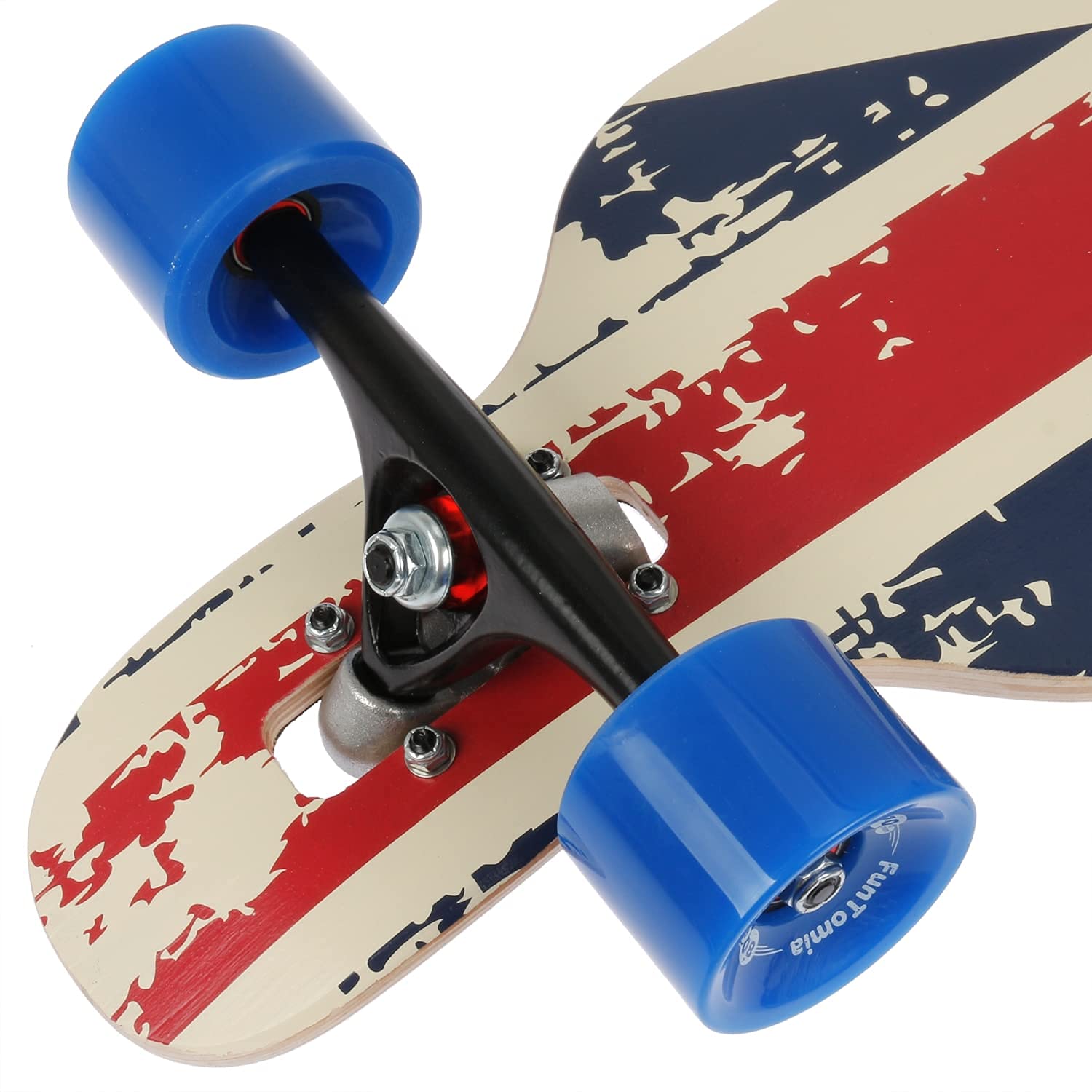 FunTomia Longboard Drop Through Cruiser Skateboard complet avec roulement à billes Mach1 High Speed T-Tool avec ou sans roues LED