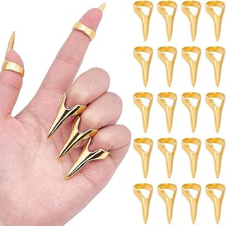 20 st gyllene klo formade nagelringar PE-tillbehör | Gothic Metal Punk Claw Shape Ringar Justerbar Gothic Metal Dräkt Party Tillbehör Spetta