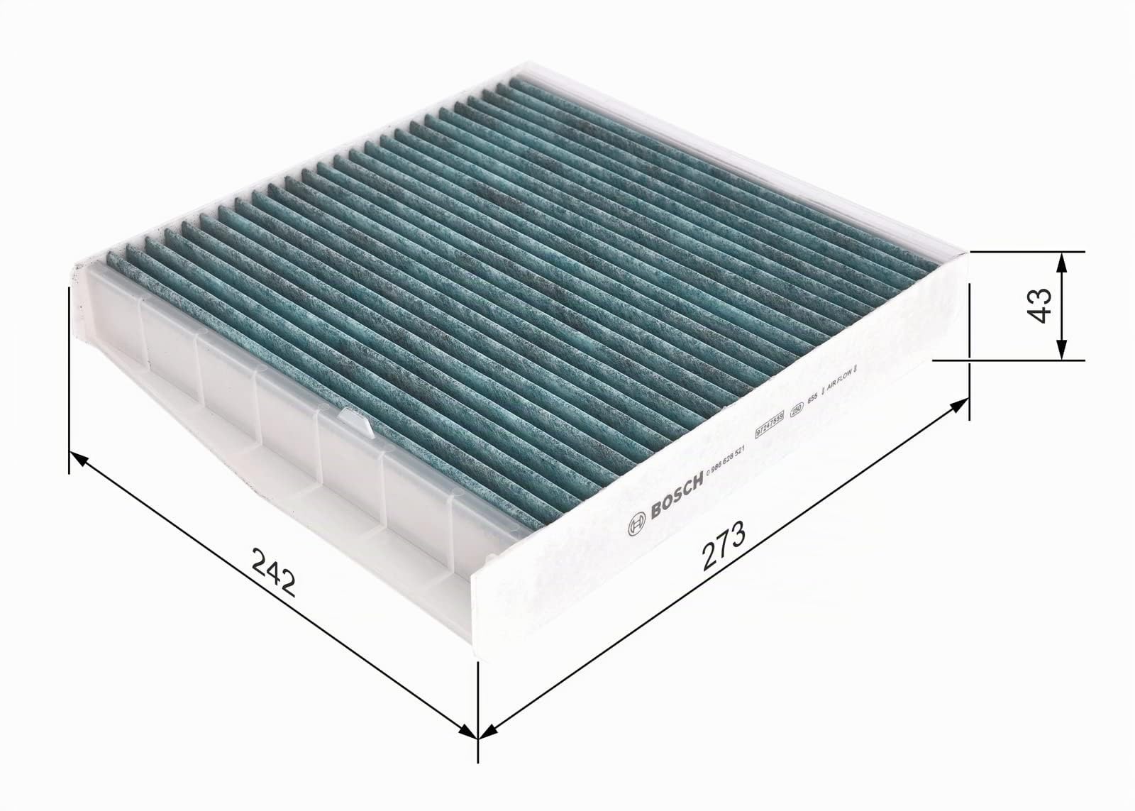 Bosch A8521 - Filtre d'habitacle anti-odeurs et anti-bactérien Filter+ - filtre à poussière et à pollen
