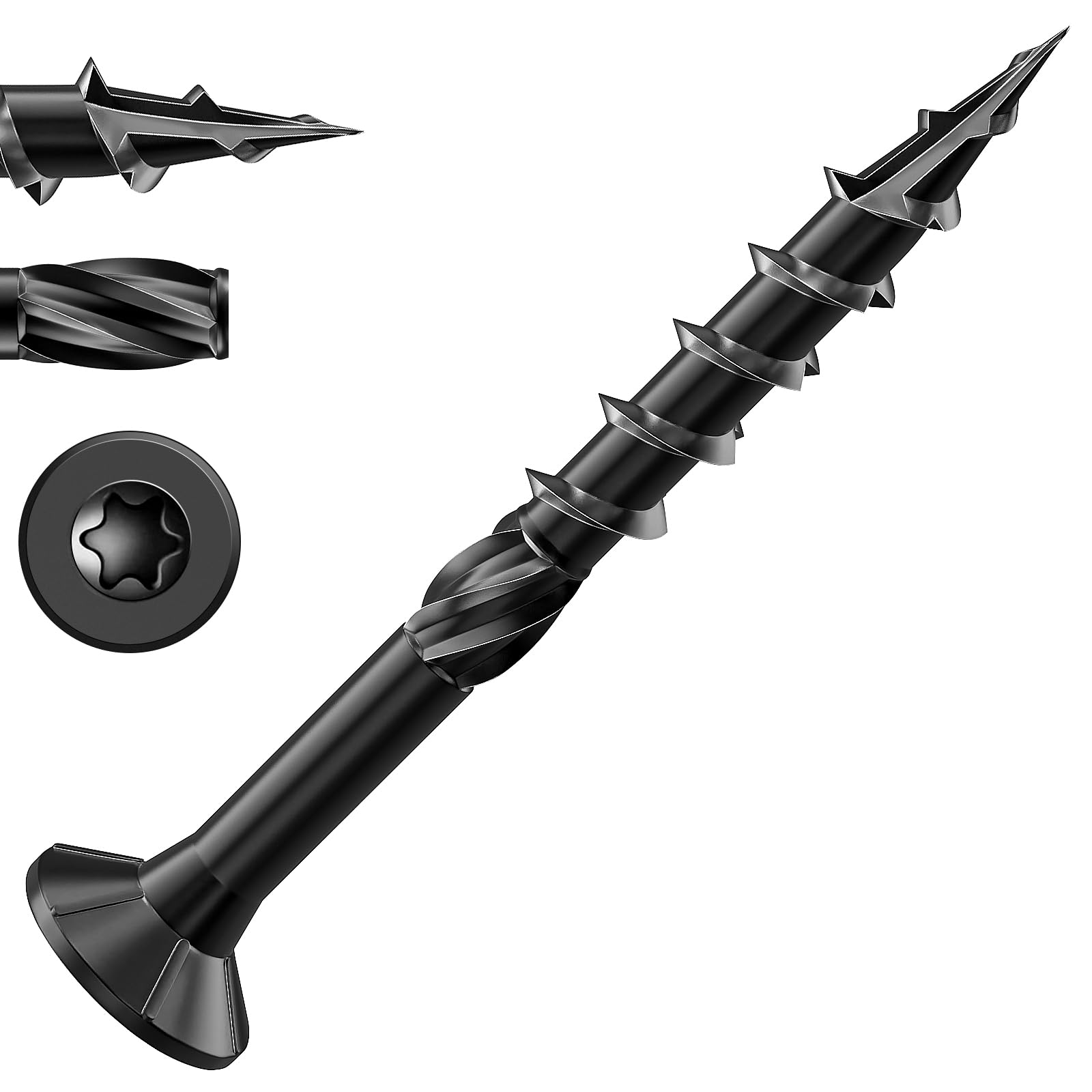 Valorada 50Pcs Decking Screws 4.2 x 41mm, Torx Countersunk Wood Screws, Outdoor Wood Screw, Black Oxide Finish for Fence Timber