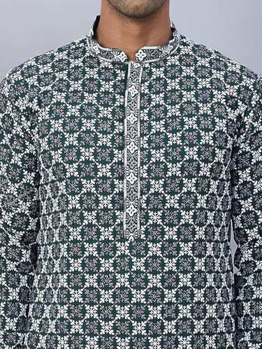 Image of Jompers Rayon Embroidered & Sequins Regular Fit Kurtas for Men.