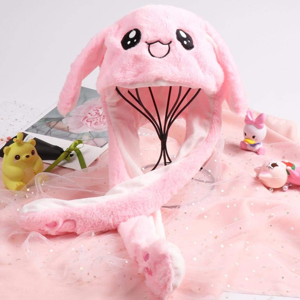 Chapeau Lapin à Oreilles Mobiles - Peluche Rose Avec LEDs, Pour Fête, Cosplay, Anniversaire Enfant - Cadeau Mignon
