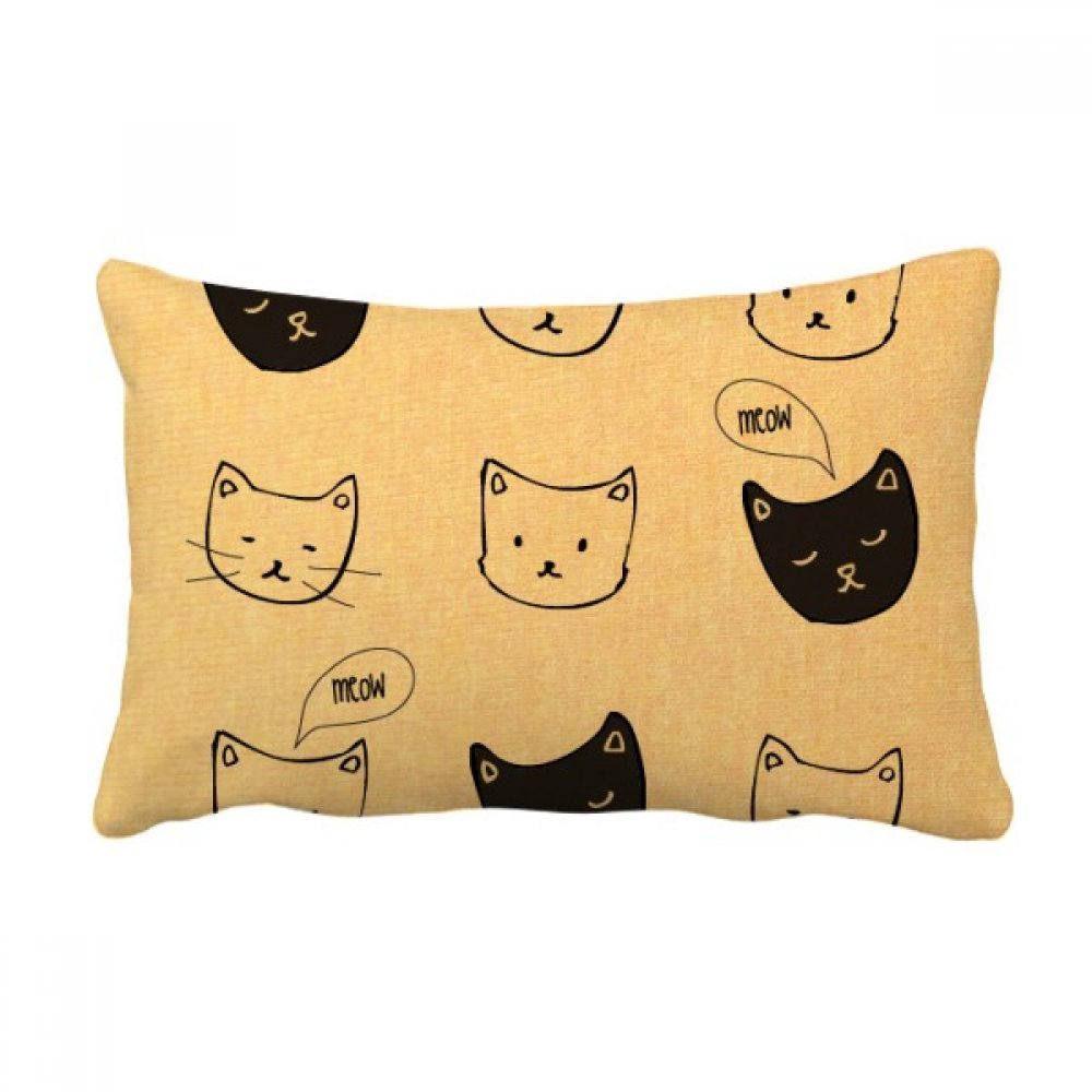 Coussin chat meow multicolore oreiller lombaire décoratif pour canapé et maison