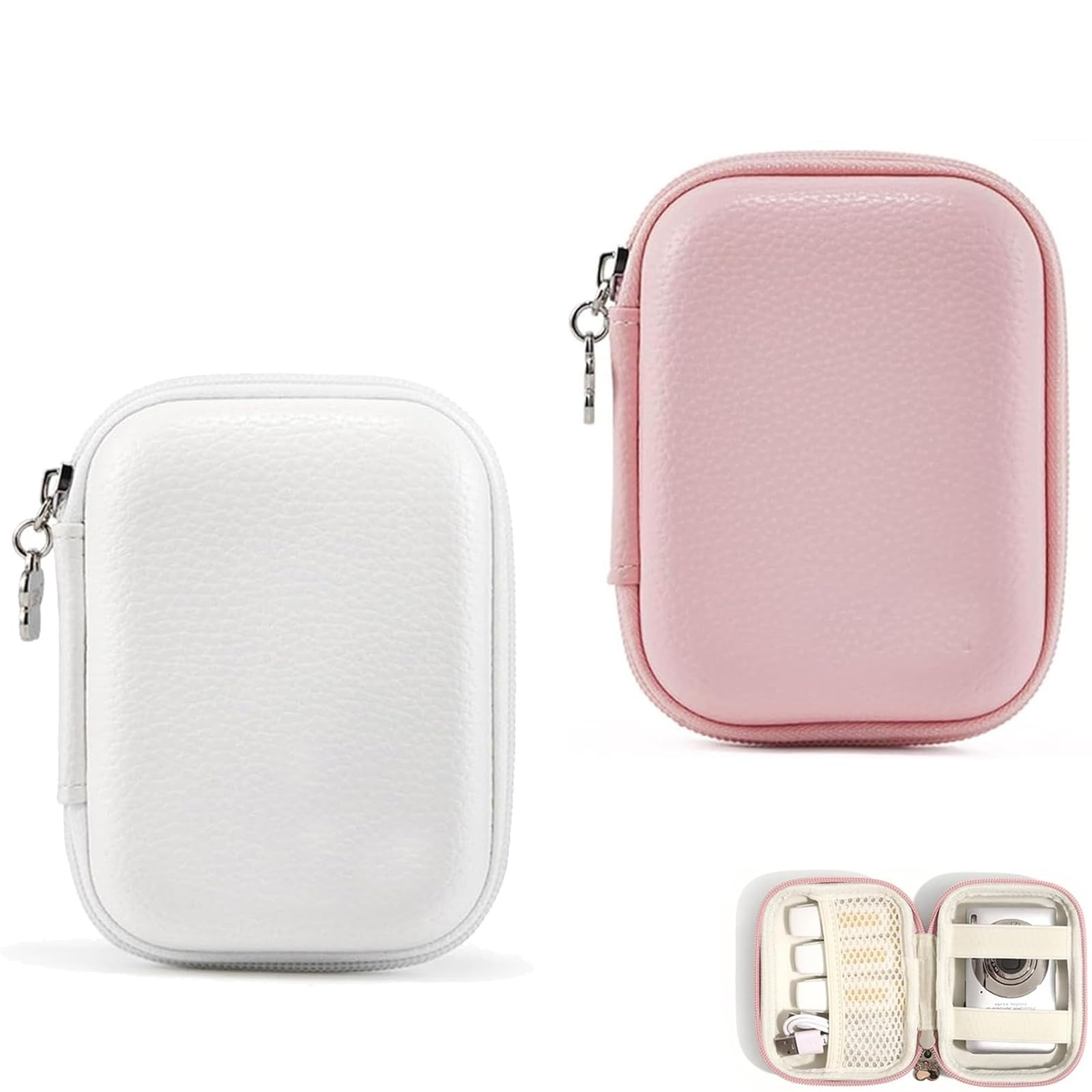 NHCDFA 2PCS Camera Case, Camera Bag Small, Waterproof Protective Storage for Outdoor Photography and Travel, Compact Design for Daily Commute and Hiking, Set of Two in Pink and White Colors-image-48
