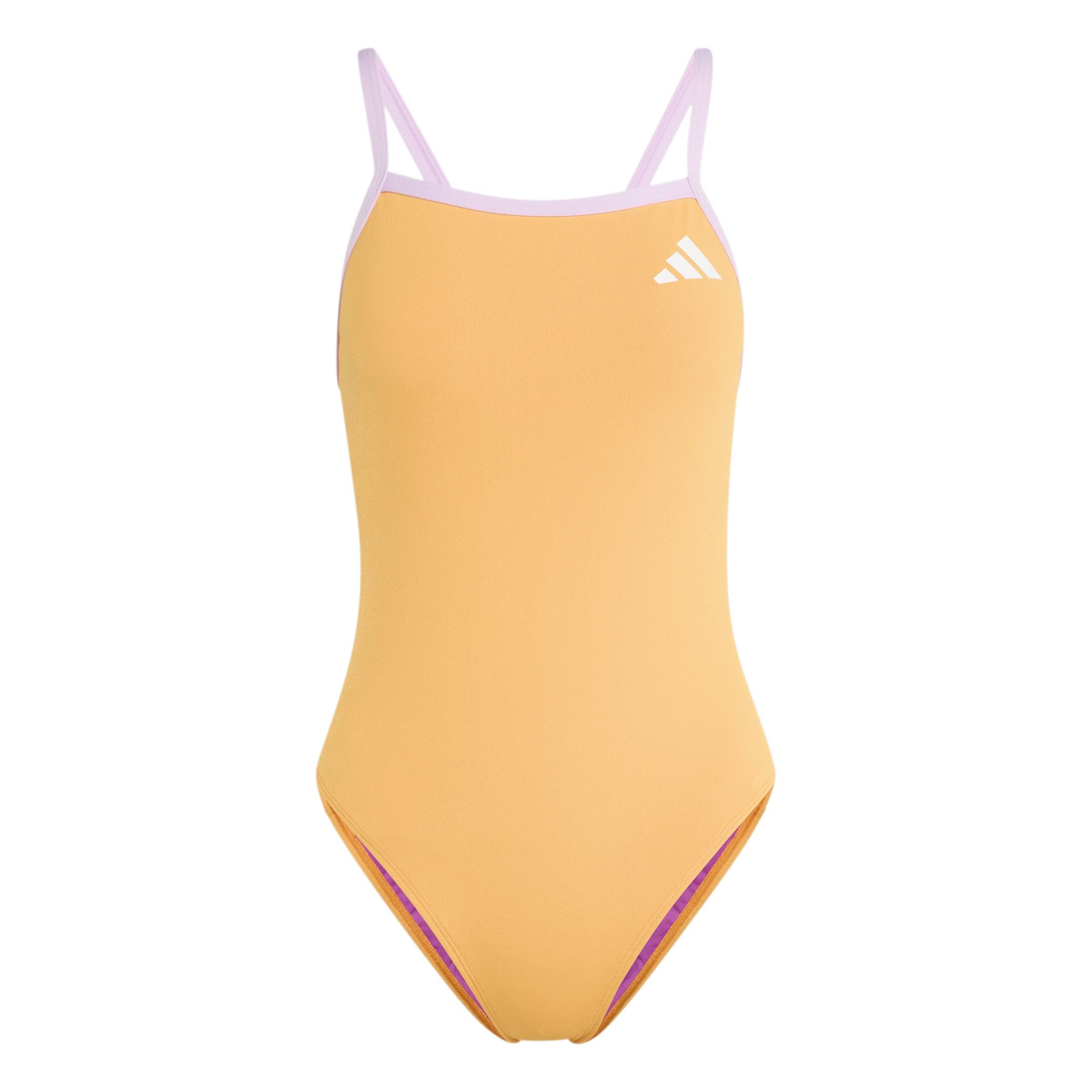 adidas Women's Thin Straps V-Back Swimsuit, Pure Tangerine/Bliss Lilac, 44