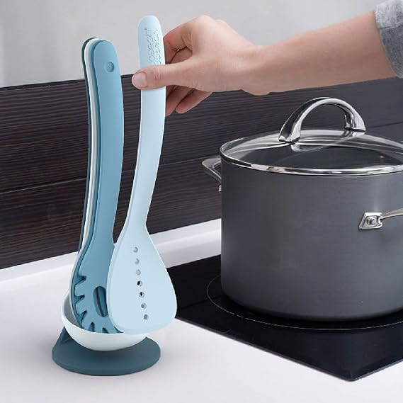 Joseph Joseph Nest Utensils Compact Stacking Kitchen Tool Set with Magnetic Storage Stand Nylon, 5-piece, Editions- Sky,Blue