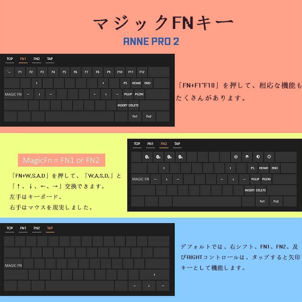 ANNE PRO 2 青軸 Amazon | Anne Pro 2 メカニカルキーボード Bluetooth5.0 USB