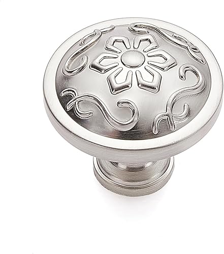 Paquete de 10 pomos para gabinetes de cocina, pomos de níquel cepillado de 5.8 pulgadas con placas, perillas para herrajes de gabinete y placas para