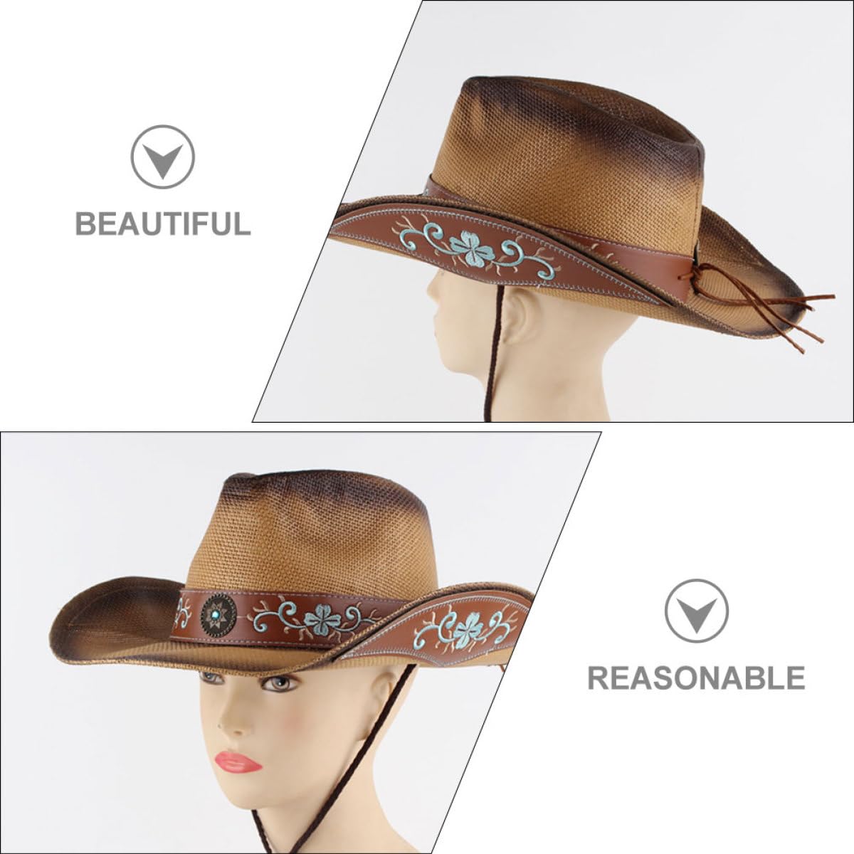 Sombrero Talla M 56-58cm de ala Ancha de Verano, para Mujer
