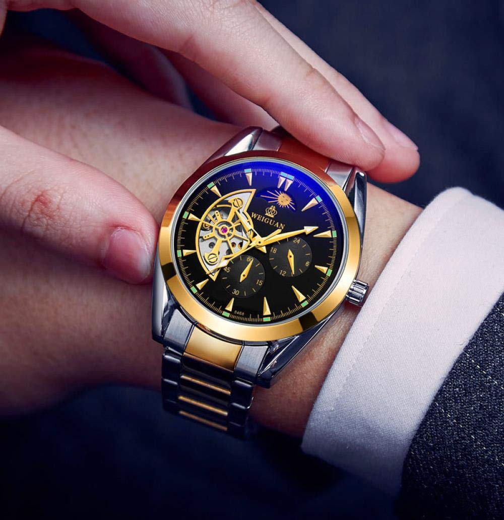 Orologi Uomo,Automatico Di Moda Sole E Luna Alternano Funzione Orologio Per Il Tempo Libero Orologio Impermeabile