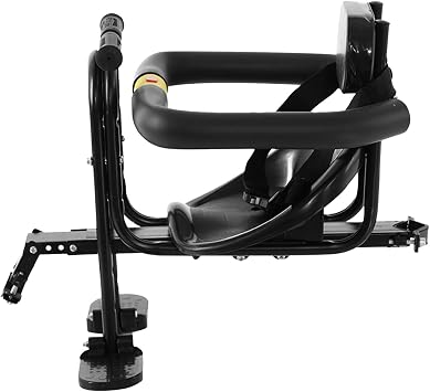 Cycling Child Seat - Removable Front Mount, Comfortable Portable Saddle, Black Bicycle Chair with Footrest, Toddler Safety Handlebar Cushion, Urban Commuter Gear | Compact Bicycle Child Seat Travel