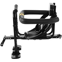 Cycling Child Seat - Removable Front Mount, Comfortable Portable Saddle, Black Bicycle Chair with Footrest, Toddler Safety Handlebar Cushion, Urban Commuter Gear | Compact Bicycle Child Seat Travel |   |
