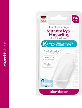 dentistar Dental Care Baby Fingerling - For Soft & Gentle Dental Care - Antibacterial Finger Toothbrush for First Baby Oral Care - from 0 Months - Made in Germany (Pack of 1)