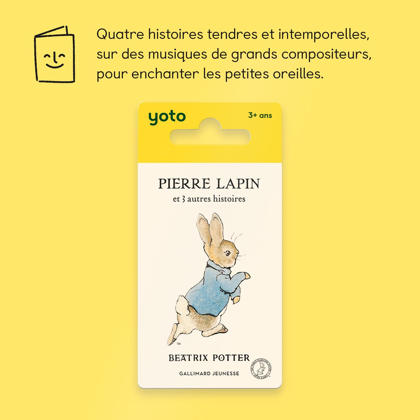 Yoto Stone Rabbit i 3 inne historie, audiobook dla dzieci, odpowiedni dla Beatrix Potter, do słuchania gawędziarza, lampka nocna, pudełko opowiadań, YOTO Player i Mini, pierwsze historie, 3