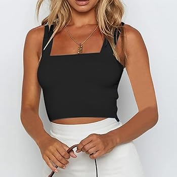 Amazon.com: JOAU Women's Cropped Tank Top Wide Strap
