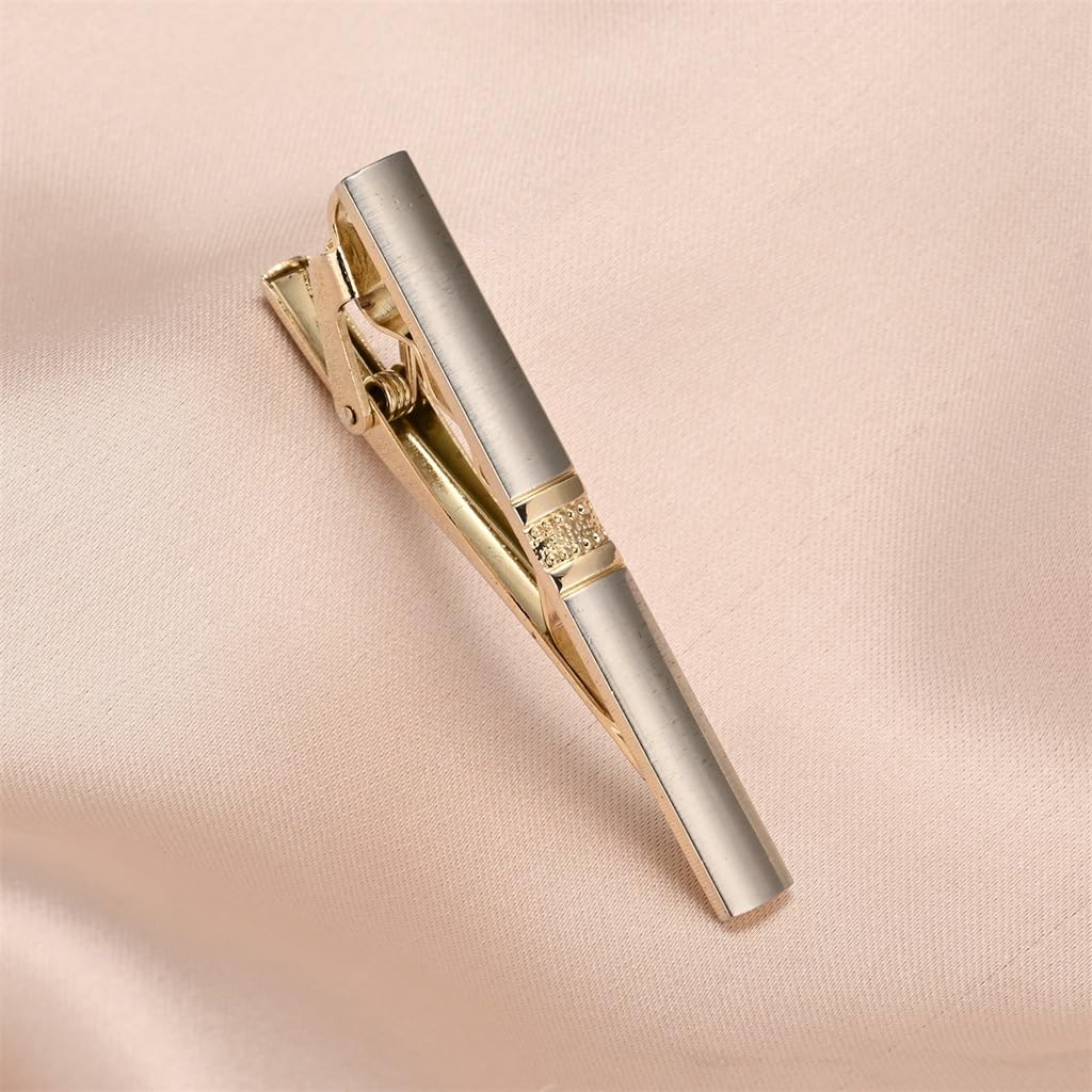 Business Krawattenklammer Set Emaille Gold Silber Klassische Schwarz und Weiß Gestreifte