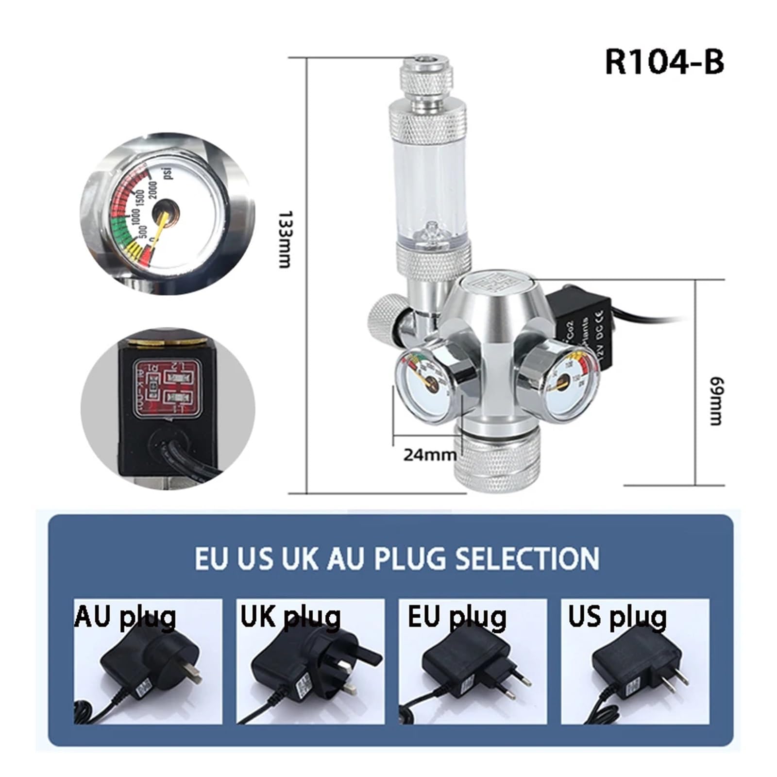 Nuevo Regulador de CO2 for Acuario DIY, válvula electromagnética, Contador de Burbujas, Sistema de Control de CO2, válvula Reductora de CO2 for pecera(G5-8)