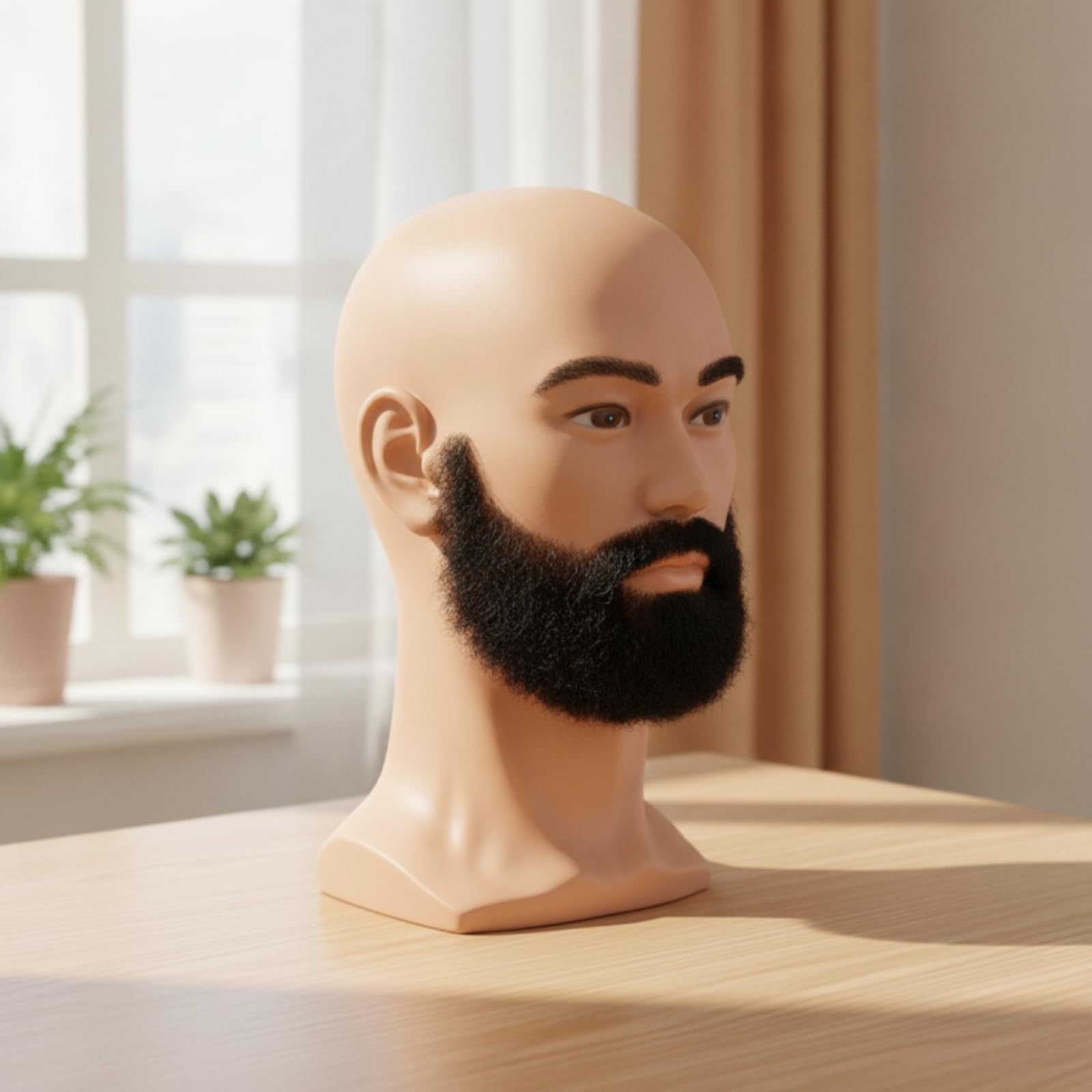 Bart Übungskopf Mannequinkopf Trainingskopf Friseurkopf mit Realistischer Männerbüste Und Bartauflage aus PVC mit Sicherem Stand für Salon Werkstatt Schulraum, L30T-O-Bart
