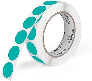 Perco Teal 1-Inch Round Circle Dot Sticker Labels with Easy Peel Perfora...