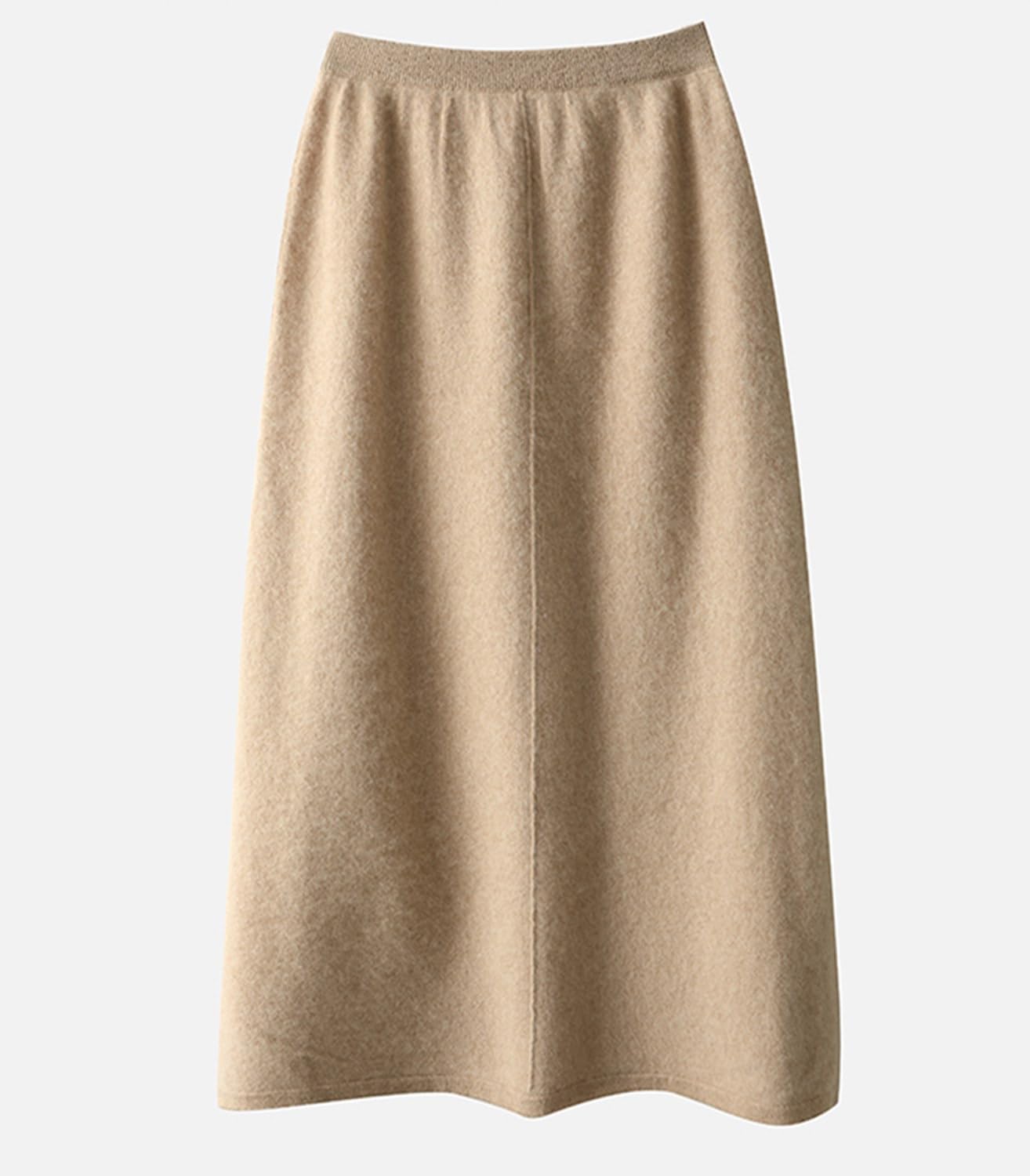 Mid Length Skirt Women Fall Winter 100% Merino Wool Knit Long Skirt Ribbed Elastic Solid Casual Warm Skirt - Image 4