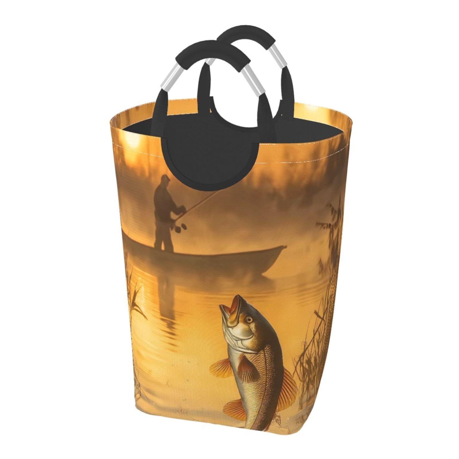 Panier à linge pliable Oxford thème pêche pour buanderie