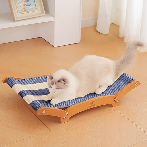 Miniatura 11 de Cama rascador de sisal extra grande para gatos, poste rascador duradero para gatos con hamaca para gatos de interior, tumbona y dormir y arañazos,