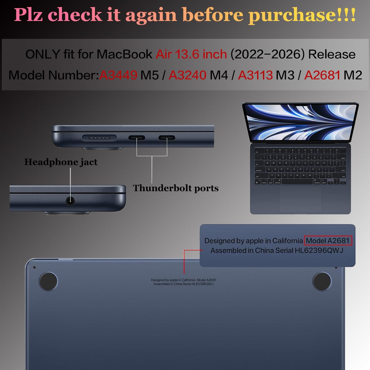 CISSOOK Funda para MacBook Air de 13.6 pulgadas con purpurina 2022 2023 2024 2025 2026 versión A2681 A3113 A3240 A3449, funda rígida con purpurina verde medianoche con cubierta de teclado para MacBook