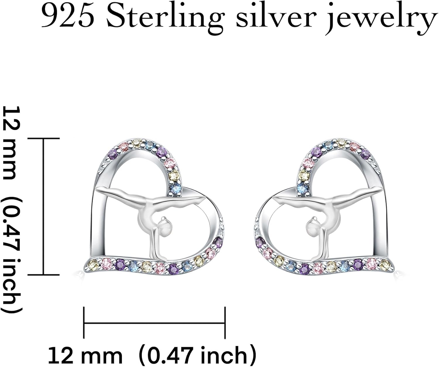 925 Sterling Silver Gymnastics Stud Earrings Hypoallergenic Gymnastics Gifts Jewelry for Gymnast Women - Image 7