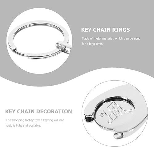 Miniatura 4 de Kisangel 2 piezas de carrito de compras, llavero de metal para carrito de compras, fichas, monedero pequeño para llavero de cuarto de galón, adorno