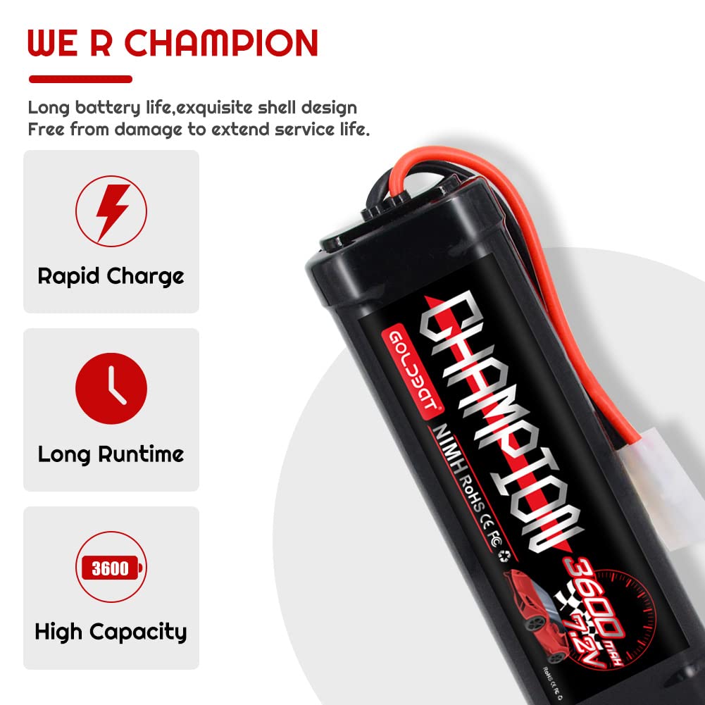 Batteria NiMH Per Auto RC 7.2V 3600mAh Con Connettori Tamiya Standard Per Auto RC, Camion RC, Aereo RC, Elicottero RC, Barca RC - Foto 8