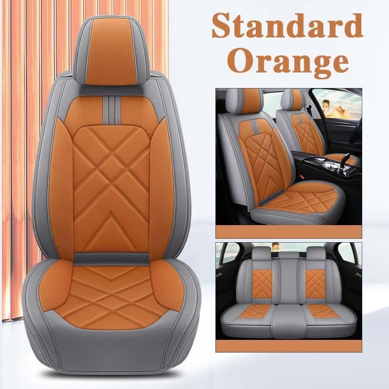 Housse de siège auto universelle en cuir PU orange standard - 7