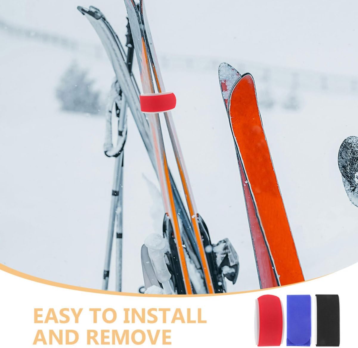 BESTonZON 6pcs Adjustable Ski Straps Eva Snowboard Bindings for Secure Foot Support Easy to Carry Versatile for Slopes and Cross-Country Skiing Fasteners Red Blue and Black