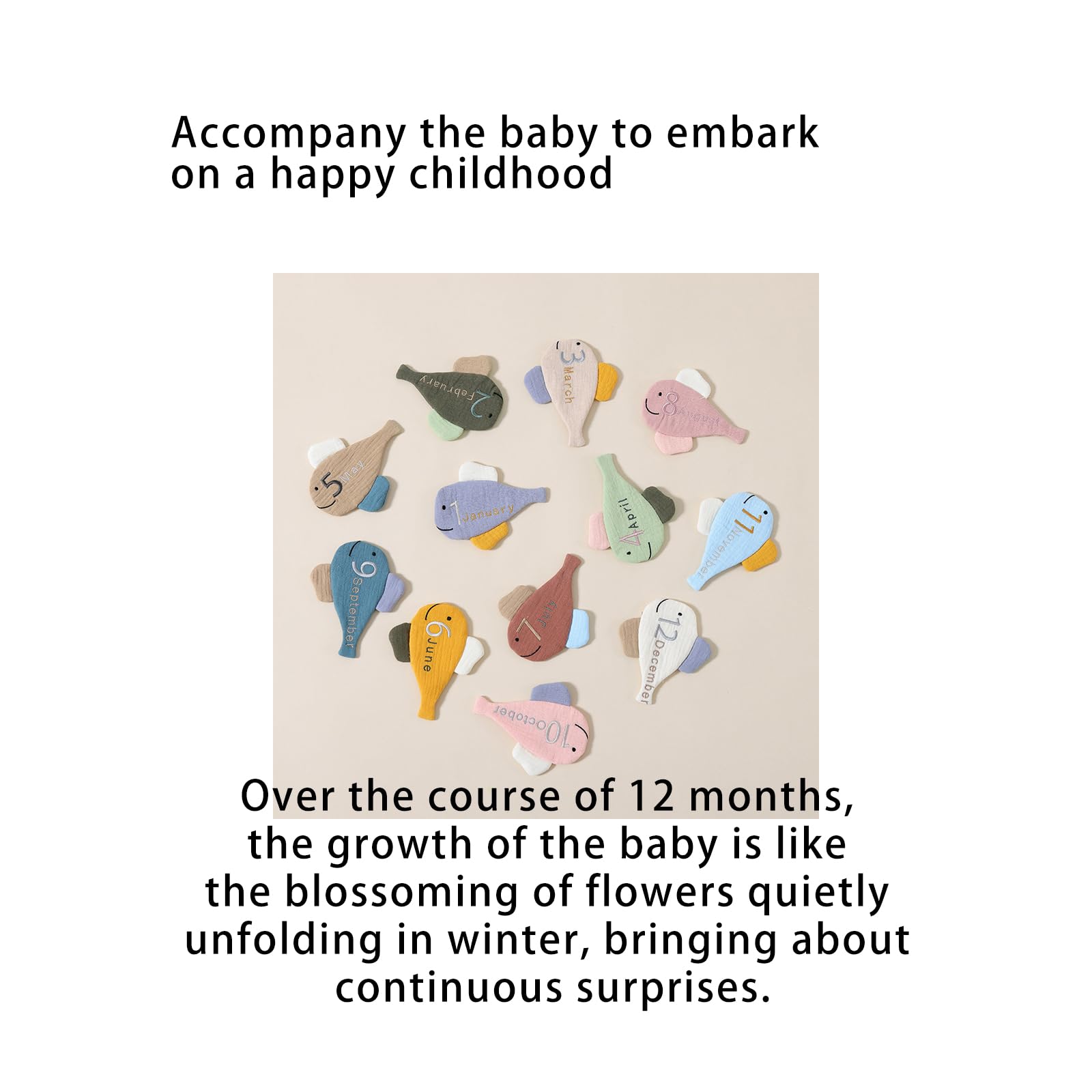 Cartoon Baby Baumwollmonats Meilensteinkarte, schöne Requisiten für Neugeborene, Fotografie, perfektes Geschenk für erste Jahr, neue Eltern