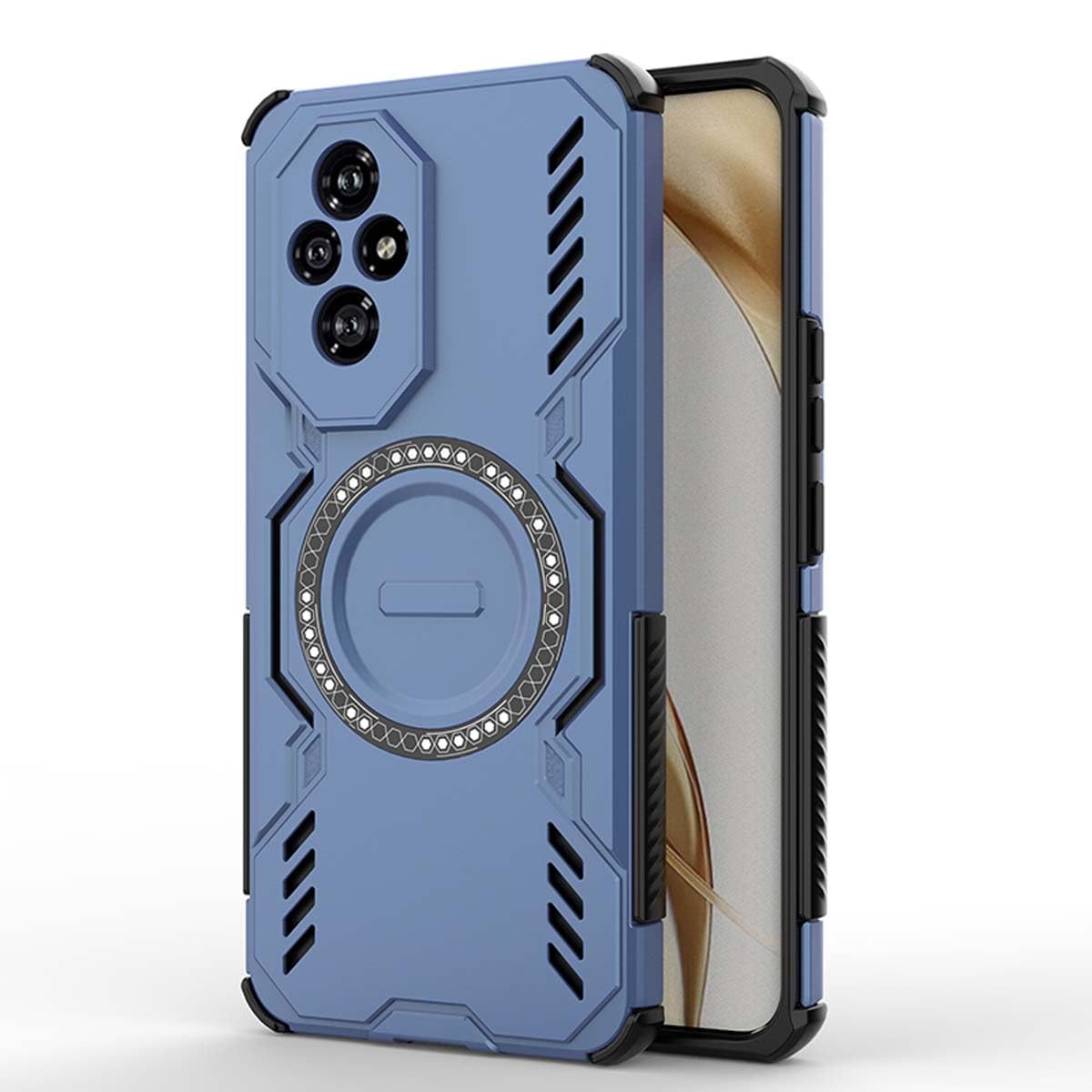 PEIYE Cover Per Honor 200 Lite Con Anello 360° – Custodia Antiurdo In TPU E PC, Supporto Magnetico Per Auto, Colore Blu - 2