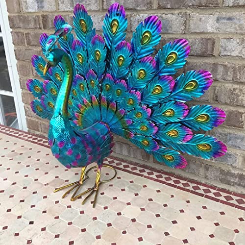 Gravfinys Beautiful Peacock Statue Decor - 2023 Newest Metal Peacock Outdoor Beautiful Peacock Statue Garden Decor, Realistic Animal Peacock Outdoor Statue For Yard Home Art Lawn Decor #TOP2