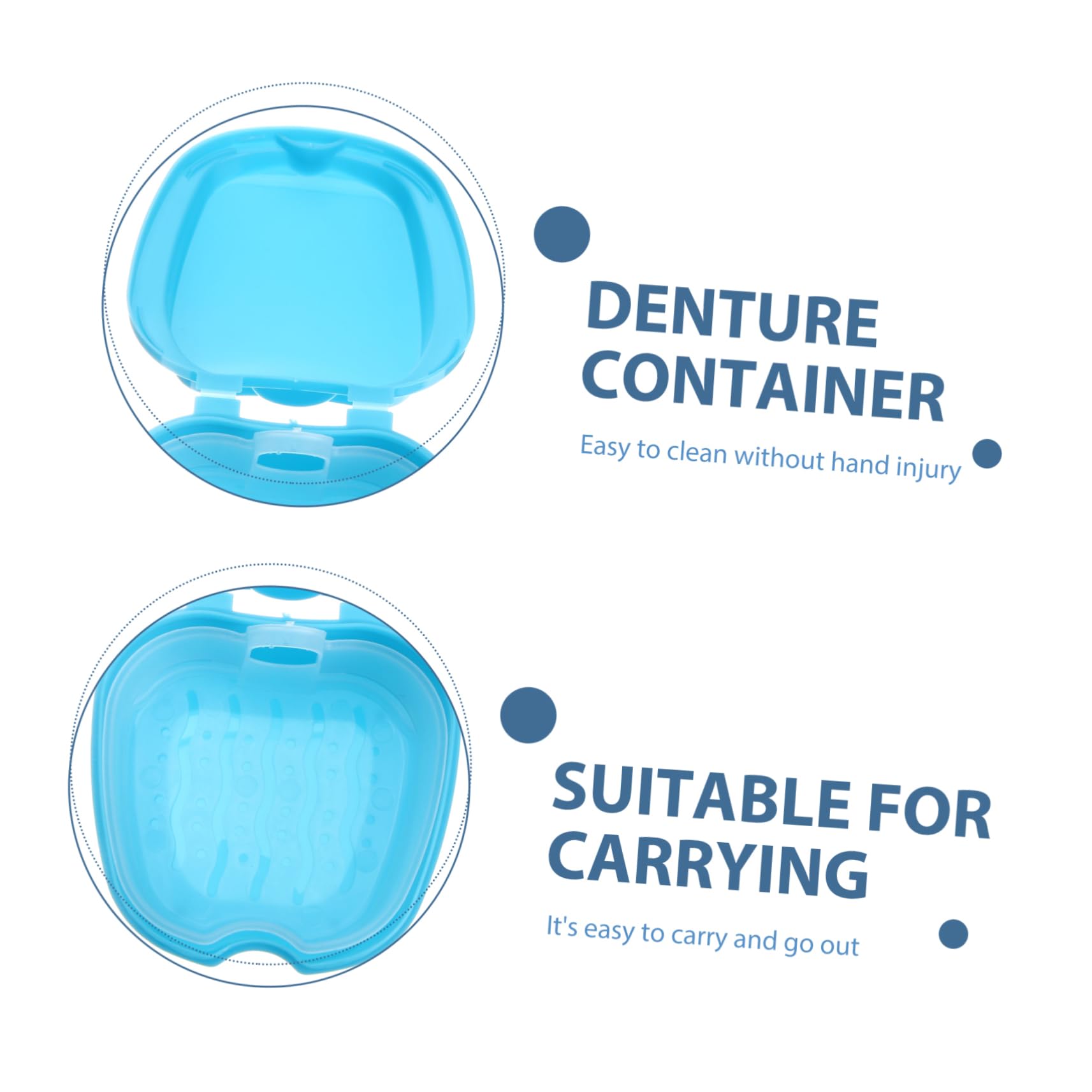Contenitore Protesi Dentarie Blu in Pp con Cestello e Rete | Formato Mini, Stile Europeo, per Risciacquo e Asciugatura, Accessori Inclusi per Viaggio e Uso Quotidiano