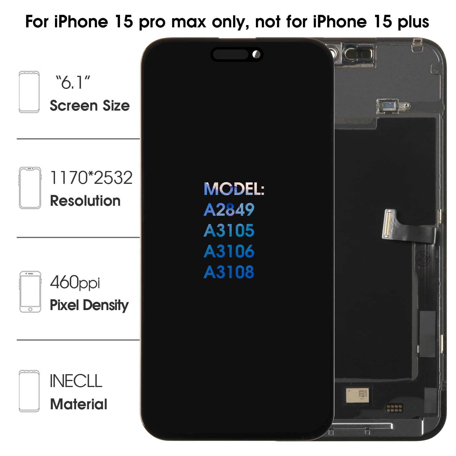 Amazon.com: Olivechard incell for iPhone 15 Pro Max LCD Display