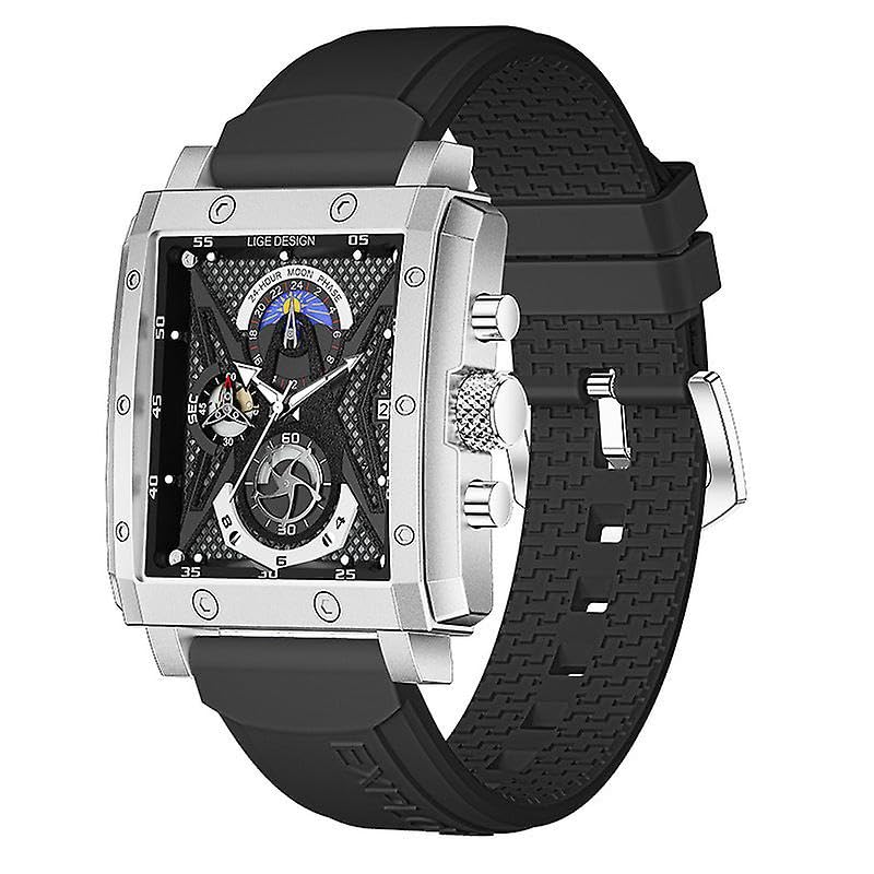 Square - Reloj de cuarzo impermeable multifuncional para hombre