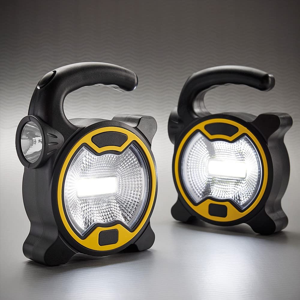 Coopers Of Stortford Light - 2-In-1 Flood Torch And Handheld Flash - Directional Beam And Wide Illumination With Easy Carry Handle - Weight, Freestanding Or Hanging, H13 X W10 X D4cm